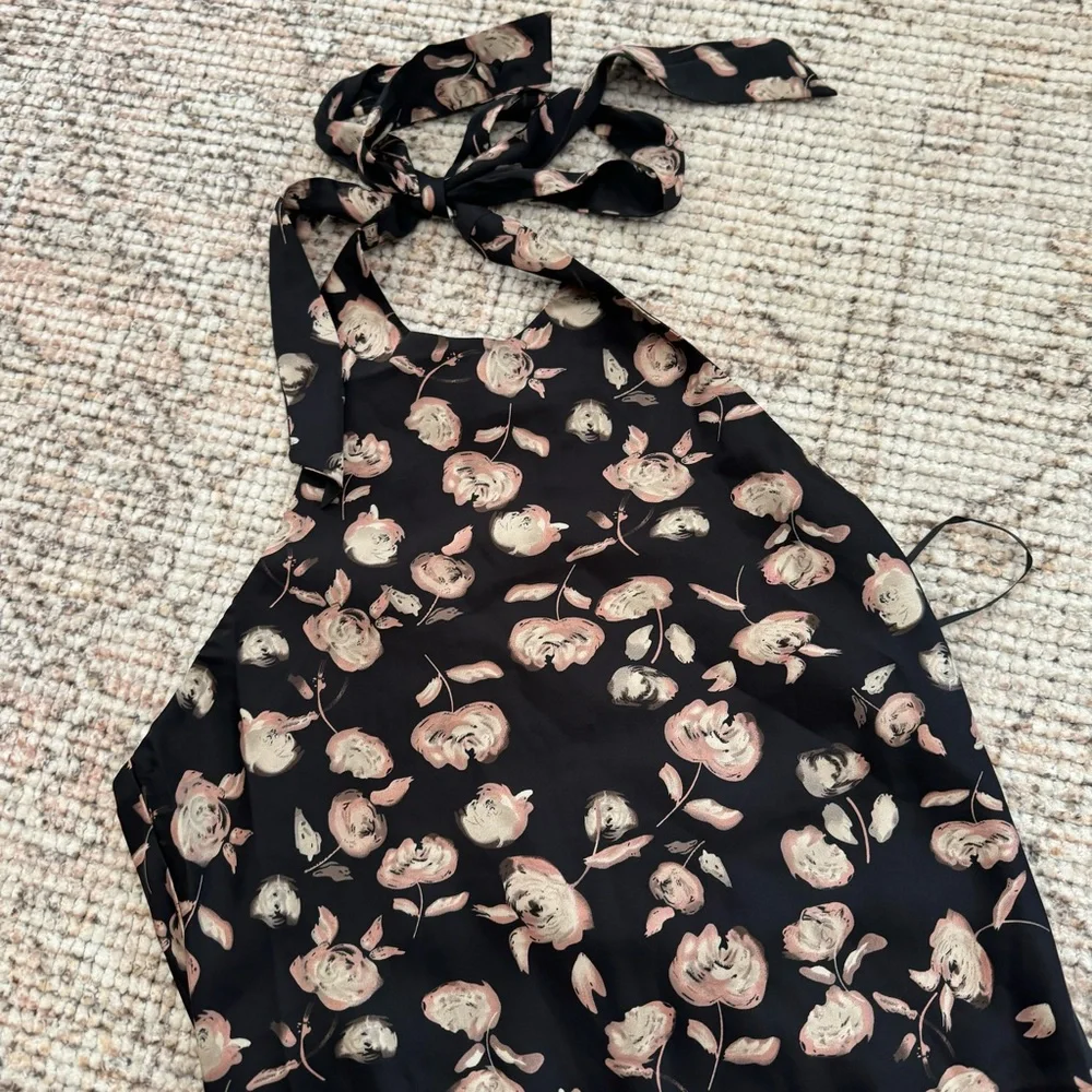 Kaylie Printed Halter Mini Dress Black Floral S - Picture 10 of 10